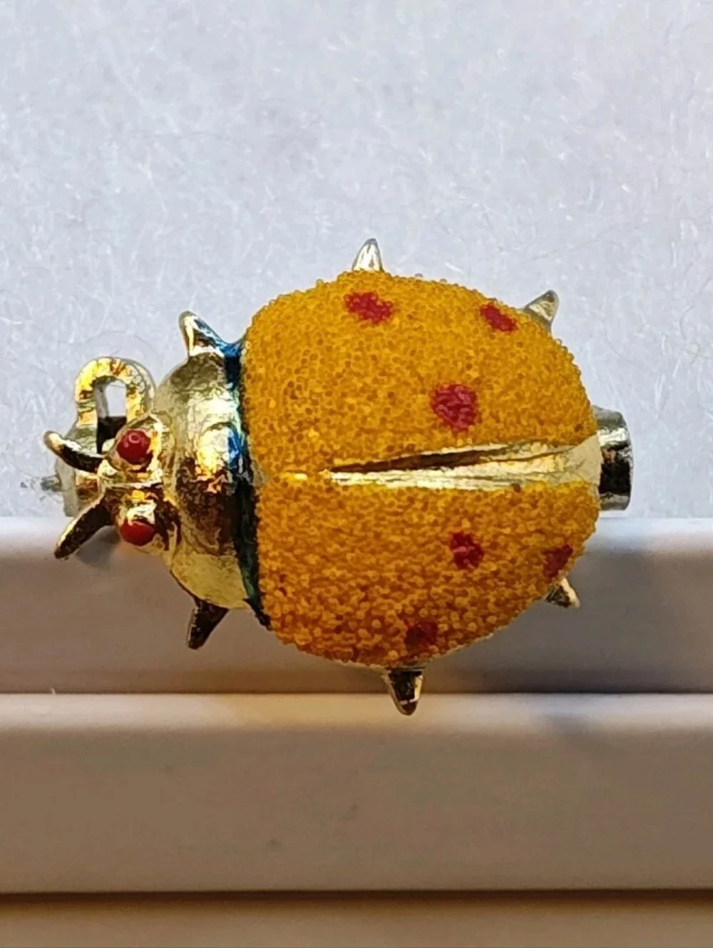 Vintage 3 Bug Incect Brooches Rhinestones Garden Ladybug Lapel Pins Gold Tone